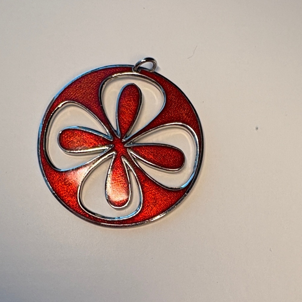 Vintage de Passillé-Sylvestre red enamel modernist pendant
